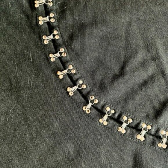 Rare With Jean Black Short Sleeve Hook-and-Eye Crop Top Small Y2K Streetwear - Picture 5 of 11